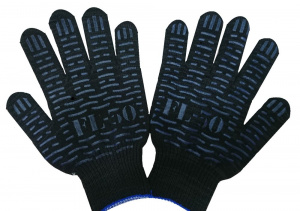 Перчатки х/б Рoссия  50гр. белые,черные ПВХ "FL-50"