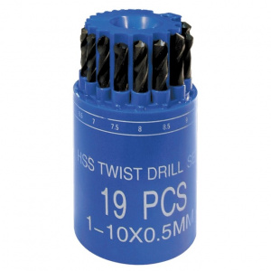 Набор сверл по металлу HSS 1,0-10мм (19шт) стакан