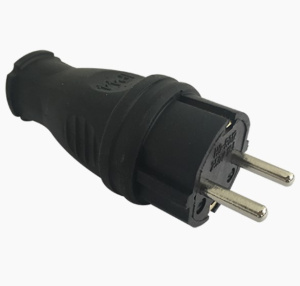 Вилка каучуковая прямая 250В 2Р+РЕ 16А IP44 Sirius