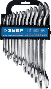 Набор кл. рожк. 6-32мм ЗУБР "МАСТЕР" 12шт. Cr-V сталь, хромированный