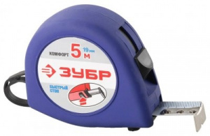 Рулетка  5м*19 мм, ЗУБР "КОМФОРТ", обрезиненный корпус