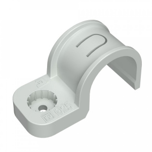 Скоба пластиковая односторонняя для прямого монтажа d.25 серая 