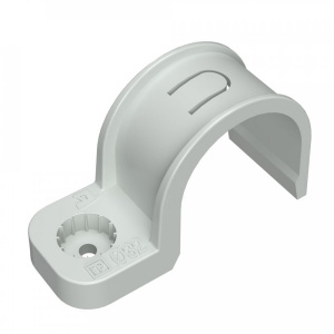 Скоба пластиковая односторонняя для прямого монтажа d.32 серая 