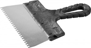 Шпатель 200 мм  ЗУБР "МАСТЕР" фасадный, нержав. полотно, зуб  4*4