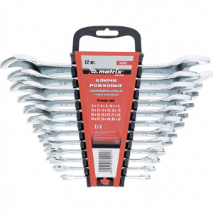 Набор кл. рожк. 6-32мм "Matrix" 12шт.,CrV, зерк. хромирование