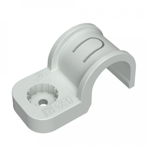 Скоба пластиковая односторонняя для прямого монтажа d.20 серая 