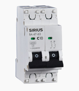 Автоматический выключатель ВА 47-63 2P 10А (С) 4,5кА Sirius