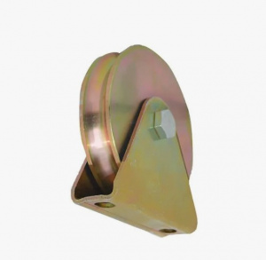 Ролик монтажный жёлтый с площадкой, d.100мм(крепление под 2 болта)