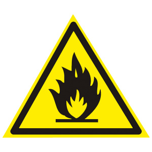 Знак W01 "Пожароопасно.Легковоспламеняющиеся вещества" 200х200мм