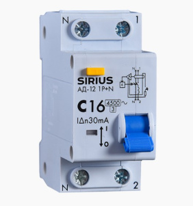 Дифференциальный автомат АД-12 1P+N 50А 30мА (C) 4,5kA Sirius