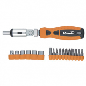 Отвертка реверсивная c шарниром+биты+головки 18шт. "SPARTA"