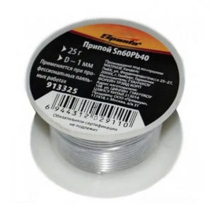 Припой SPARTA Sn60Pb40, D1мм, 25г, на пластм. катушке