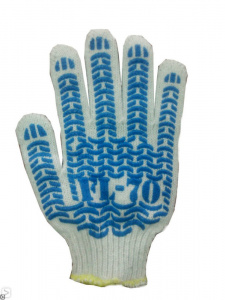 Перчатки х/б Рoссия  70гр. черные ПВХ "FL-70"