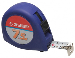 Рулетка  7,5м*25 мм ЗУБР "КОМФОРТ", обрезиненный корпус