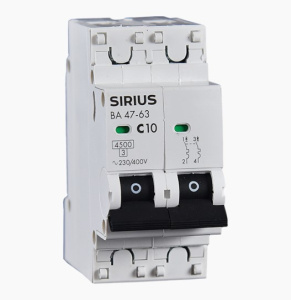 Автоматический выключатель ВА 47-63 2P 20А (С) 4,5кА Sirius