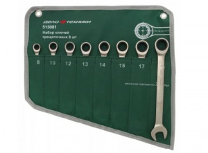 Набор кл. комб. трещоточных 8-19мм ДЕЛО ТЕХНИКИ 8шт. тетрон.сумка