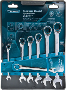 Набор кл. комб. 8-19мм GROSS с трещоткой, 7шт CrV