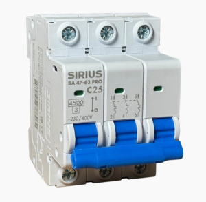 Автоматический выключатель ВА 47-63 PRO 3P 25А (С) 4,5кА Sirius