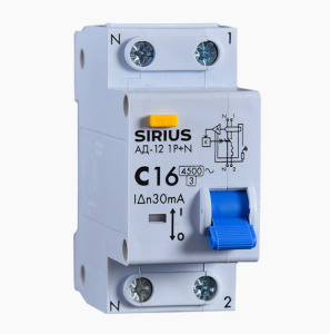 Дифференциальный автомат АД-12 1P+N 40А 30мА (C) 4,5kA Sirius