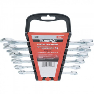 Набор кл. рожк. 6-17мм "Matrix" 6шт.,CrV, зерк. хромирование