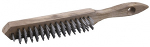 Щетка стальная 4 ряда TEBTOH с деревянной ручкой
