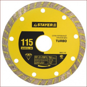 Диск (круг) алмазный 115*22 STAYER "TURBO" сегмент, сухая/влажная резка