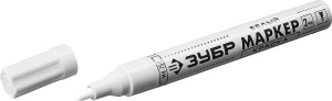Маркер-краска белый ЗУБР МК-750, круглый наконечник 2-4 мм