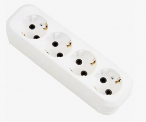 Колодка с заземлением, 4 розетки