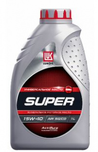 Масло моторное 1л. Лукойл-Супер 15W40 минеральное SG/CD
