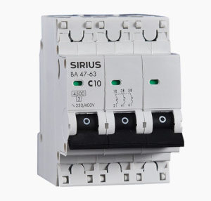 Автоматический выключатель ВА 47-63 3P 16А (С) 4,5кА Sirius