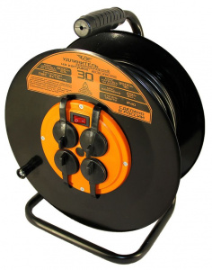 Удлинитель электрический 30 м 4 роз. ТТ ПВС 3х1,5 IP44 катушка металл.