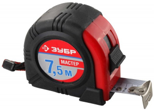 Рулетка  7,5м*25 мм ЗУБР "МАСТЕР", обрезиненный корпус