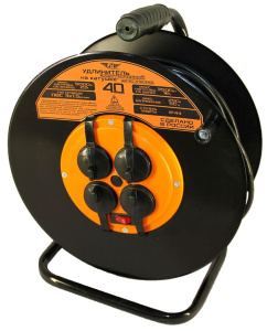 Удлинитель электрический 40 м 4 роз. ТТ ПВС 3х1,5 IP44 катушка пластик