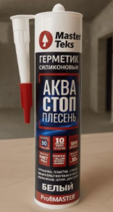 Герметик силиконовый MasterTeks акваСТОПплесень, бесцветный, 280 мл