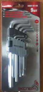 Набор ключей имбусовых HEX, 1,5-10мм, ЭКСПЕРТ CrV, 9шт.удлинённые
