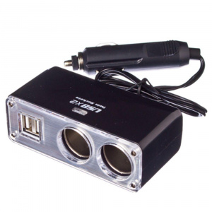 Разветвитель прикуривателя 2 гнезда+2USB,3,1A NEW GALAXY