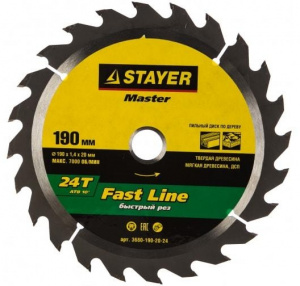 Диск (круг) пильный  STAYER "MASTER" 190*20(24Т)