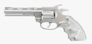 Револьвер пластиковый удлиненный серебро/бронза DY-787