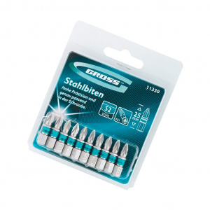 Бита PZ №1, 25мм, сталь S2, 10шт GROSS