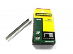 Скобы 14мм STAYER "PROFI" закаленный тип 140, зеленые