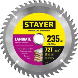 Диск (круг) пильный  STAYER LAMINATE 235*32(72Т)
