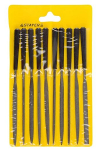 Набор надфилей 100мм STAYER 10шт, пластмассовая ручка