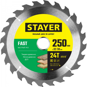 Диск (круг) пильный  STAYER "MASTER"  250*32(24Т)