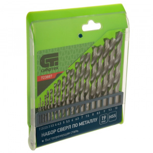 Набор сверл по металлу HSS 1,0-10мм (19шт) Сибртех