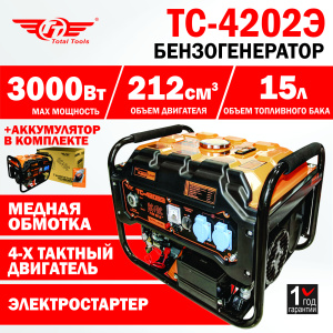 Бензогенератор TT ТС-4202Э ( с аккумулятором ) 