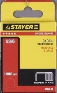 Скобы  6мм STAYER "STANDARD" красные тип 53