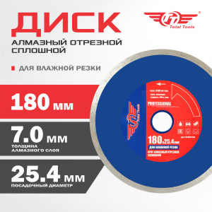 Диск (круг) алмазный 180*25*7 (F40) TT влажная резка