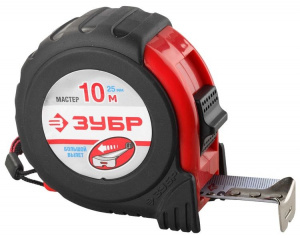 Рулетка 10м*25 мм ЗУБР "МАСТЕР", обрезиненный корпус