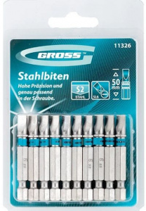 Набор бит SL6,0*50, стальS2, 10шт GROSS