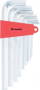 Набор ключей имбусовых HEX, 2-12мм, MATRIX CrV, 9шт.удлинённые